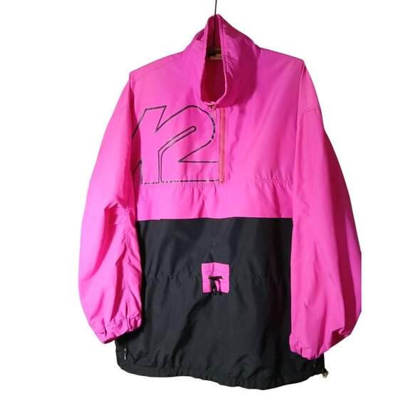 K2 Other - K2 Mens Pink Black Half Zip Pullover Windbreaker Jacket Drawstring Size L yk2